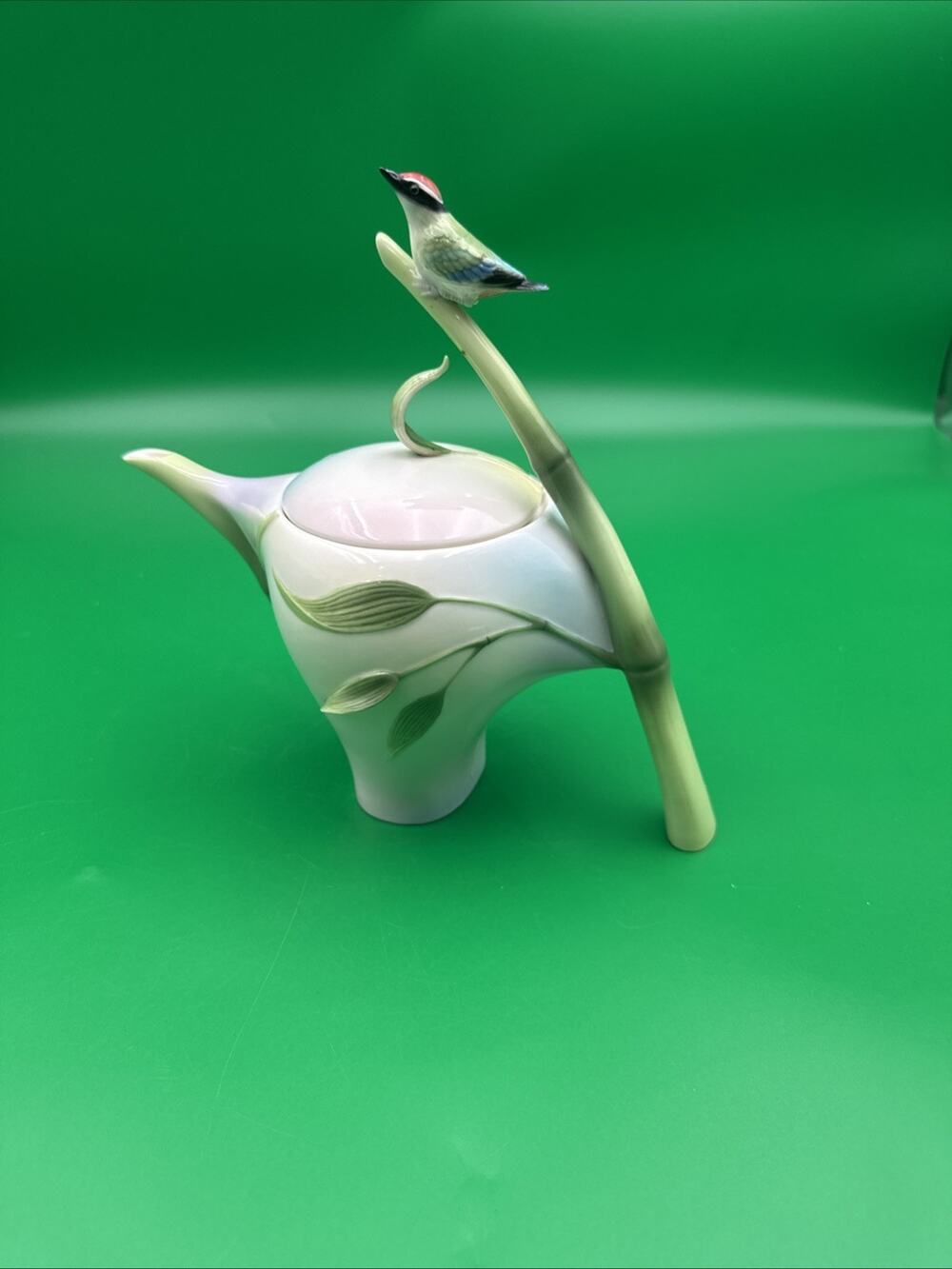 Franz "Bamboo Songbird" Design Sculptured Porcelain Teapot FZ00573 EUC